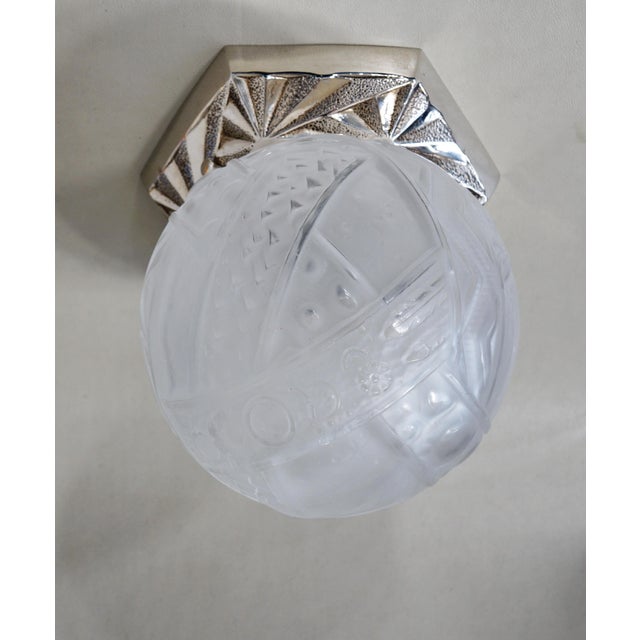Metal 1930s French Art Deco Flush Mount by Muller Freres France - A Pair For Sale - Image 7 of 11