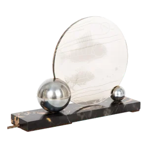 Art Deco Chrome, Marble, Glass “Fish” Lumiere Table Light Lamp Ca. 1930s