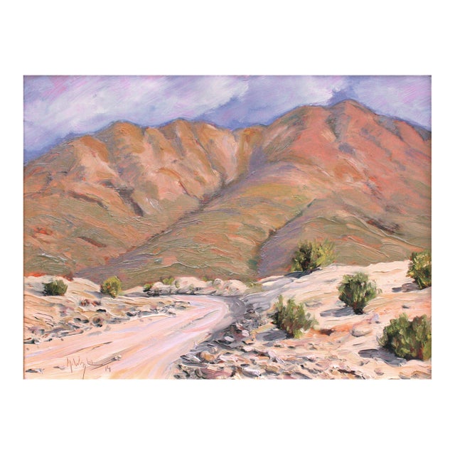 Gorgeous plein air California desert scene titled, "Road to Death Valley" by Mike Wright (American, b. 1958). Signed "M....