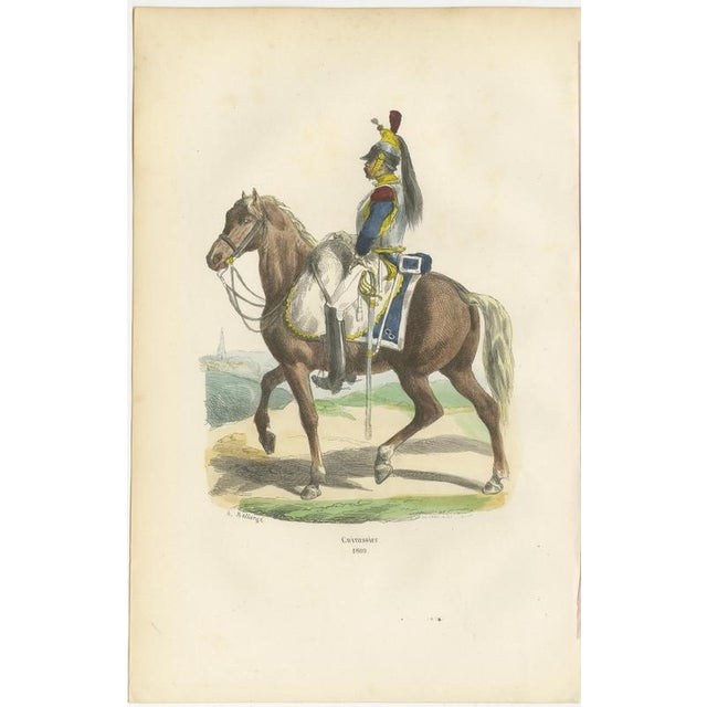 Napoleon Bonaparte Imperial Guard Cavalry Prints by Horace Vernet, 1843 This original 19th-century hand-coloured...