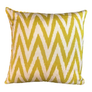 Woven Chevron Pattern Ikat and Velvet Pillow For Sale