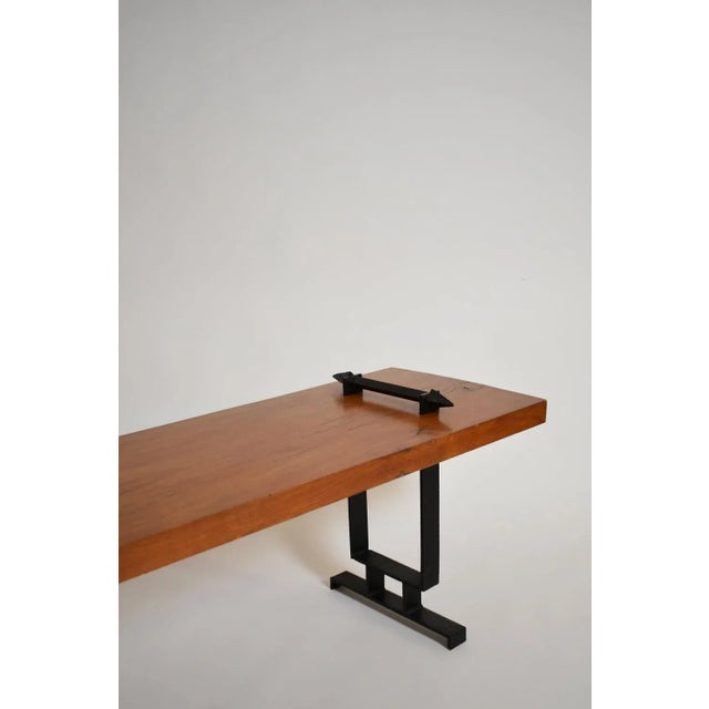 Coffee Table in Wrought Iron and Natural Wood, 1950s For Sale - Image 4 of 5