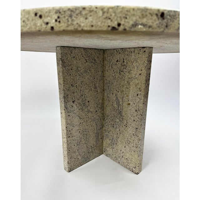 Stone Vintage Round White Granite Coffee Table, 1970s For Sale - Image 7 of 8