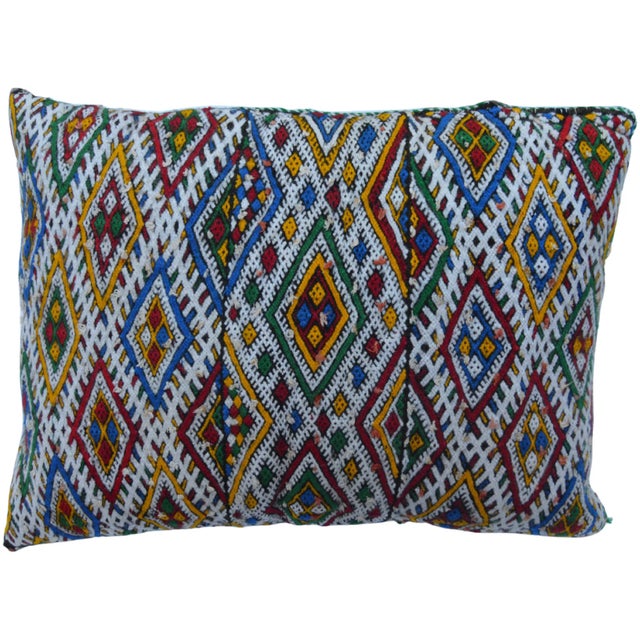 Vintage Moroccan Colorful Diamonds Wool Pillow For Sale - Image 11 of 11