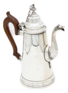 Plain Silver Coffee Pot with Chestnut Wood Handle