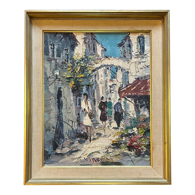 Vintage 1950’s French Impressionist Oil Painting Street Scene of Paris For Sale