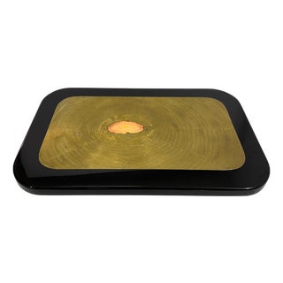 Coffee Table in Etched Brass, Black Resin and Agate from Lova Creation, 1980s For Sale