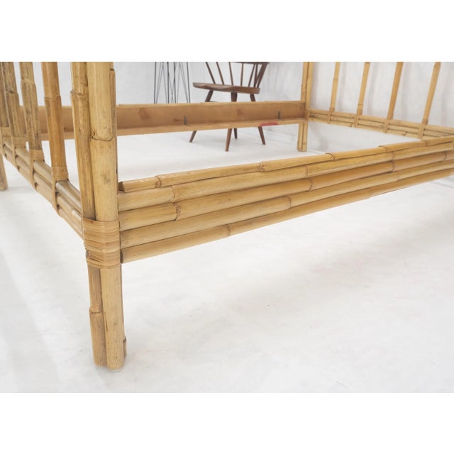 Wood Bent Bamboo Rattan Headboard Footboard Queen Size Bed Mid Century For Sale - Image 7 of 10