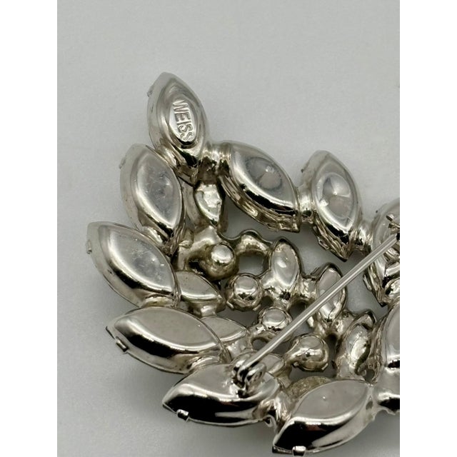 Vintage Albert Weiss Brooch, Grey Rhinestones W/Scrolling Clear Rhinestones, Book Piece For Sale - Image 14 of 15