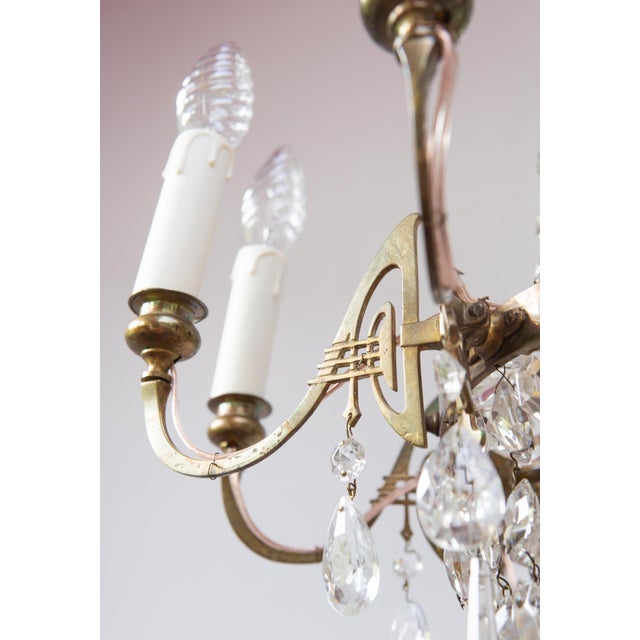 Large Art Nouveau Swedish Glass Chandelier, 1890s For Sale - Image 10 of 11