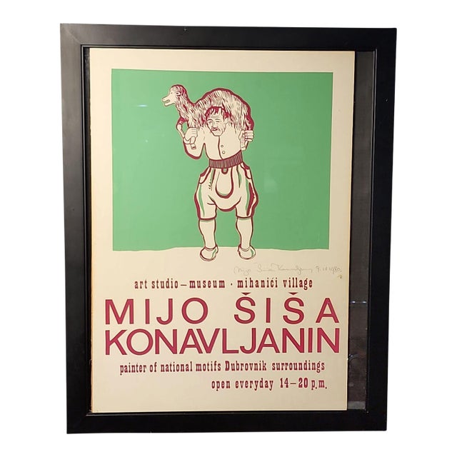 Mijo Sisa Konavljanin 1980 Signed Exhibition Poster For Sale