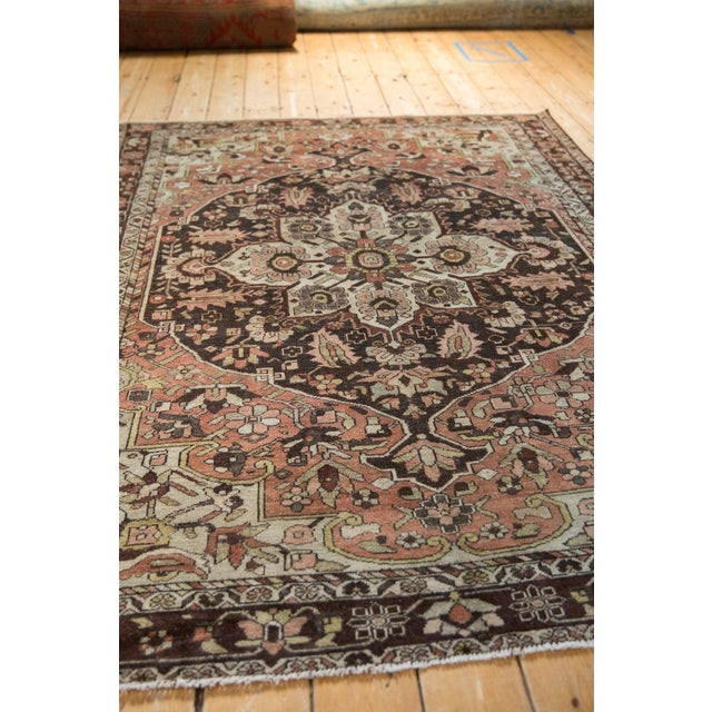 Rose 1950s Vintage Persian Hamadan Starburst Medallion Wool Carpet For Sale - Image 8 of 10