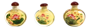 Lotus Reversed Painted Snuff Bottles - Set of 3