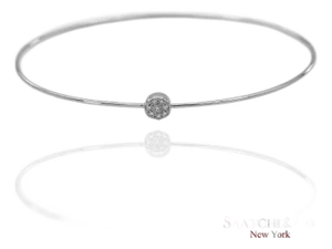 18k(750) Solid White Gold Natural Diamond Round Shape Bangle Bracelet