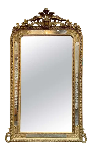 19th Century French Louis XVI Style Giltwood and Etched Glass Mirror