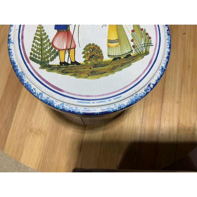 Ceramic Vintage French Hb Henriot Quimper Faience Shell Dish & Matching Massilly Tin Set For Sale - Image 7 of 13