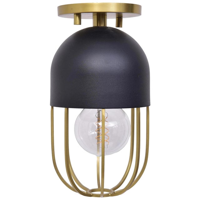 Mitzi Haley Black & Aged Brass Semi-Flush Mount Ceiling Lights - Set of 9 For Sale In New York - Image 6 of 8