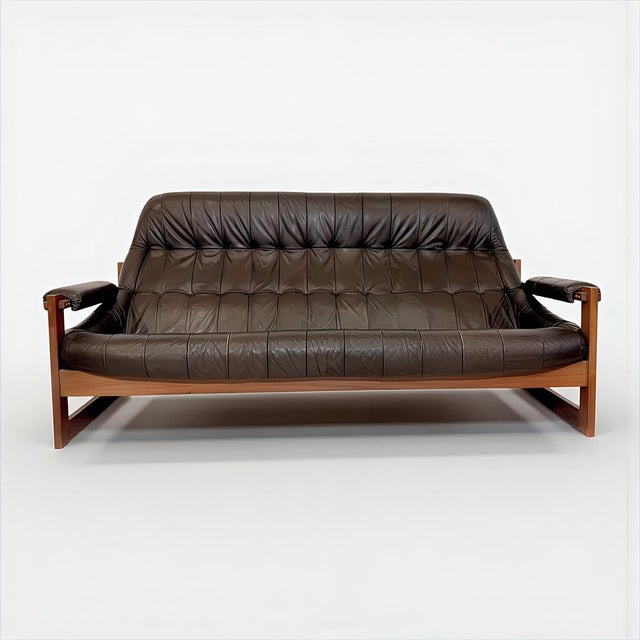 Leather MP-91 / MP-163 Earth Lounge Sofa from Percival Lafer, Brazil, 1970s For Sale - Image 9 of 9