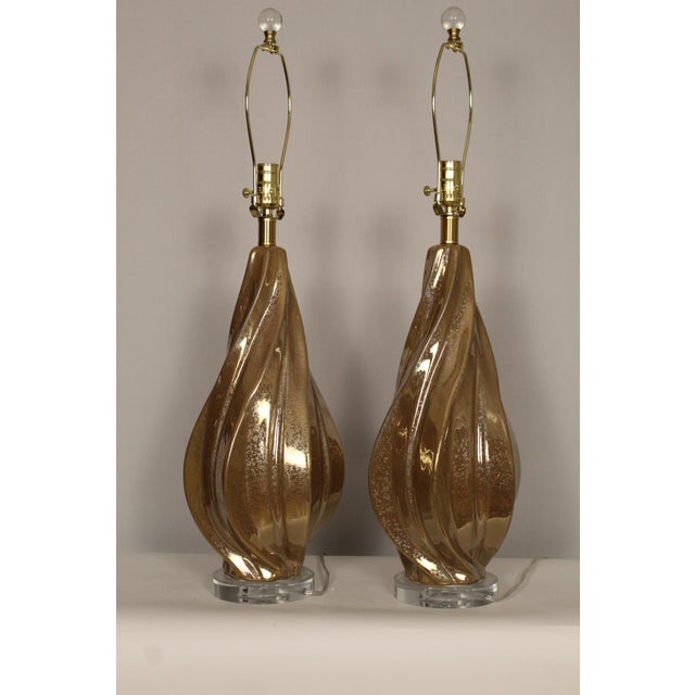 Ceramic Mid 20th Century Fratelli Fanciullacci Bronze Glaze Lamps - a Pair For Sale - Image 7 of 12