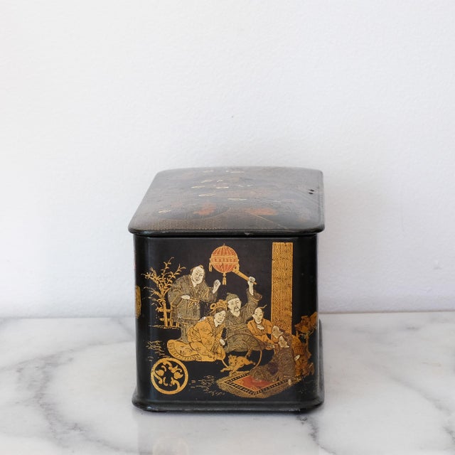 Japanese Antique Japanese Black Lacquered Tea Caddy For Sale - Image 3 of 7