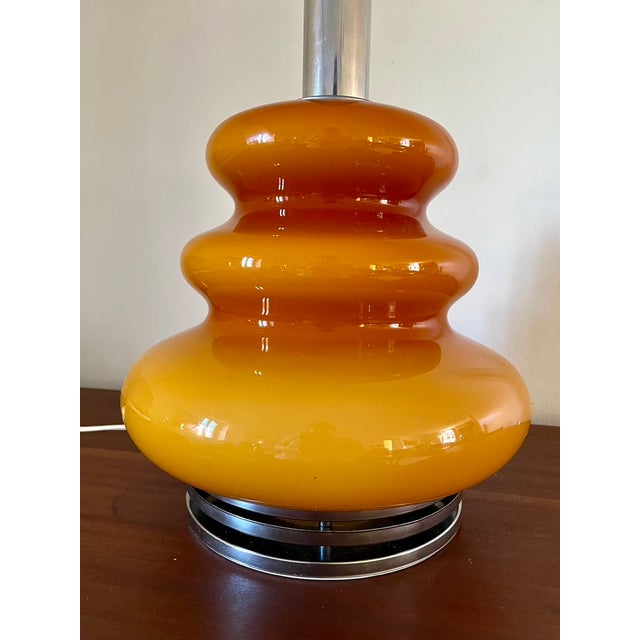 Opaline Ochre and Chrome Floor Lamp, 1970s For Sale - Image 6 of 9