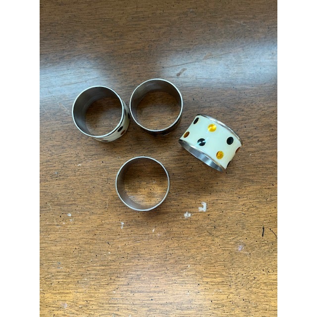 Enamel and Faux Gem Napkin Rings, Set of 4 For Sale - Image 10 of 16