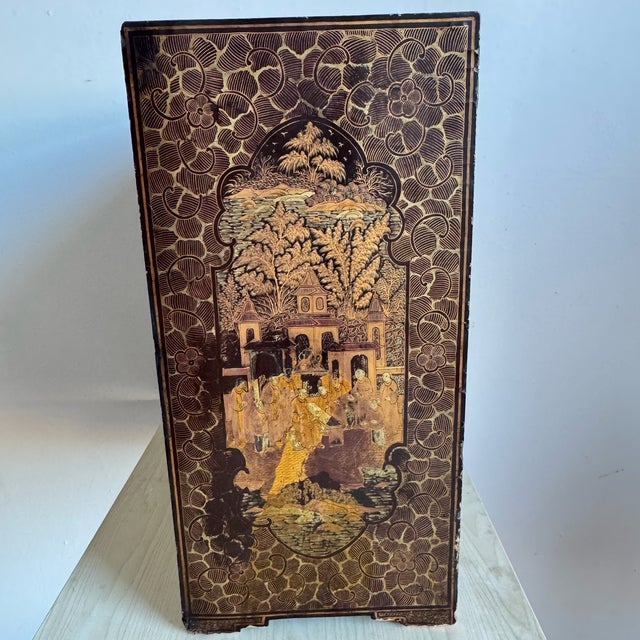 Asian Antique Chinese 17" Black Lacquered Collectors Cabinet Qing Dynasty For Sale - Image 3 of 11