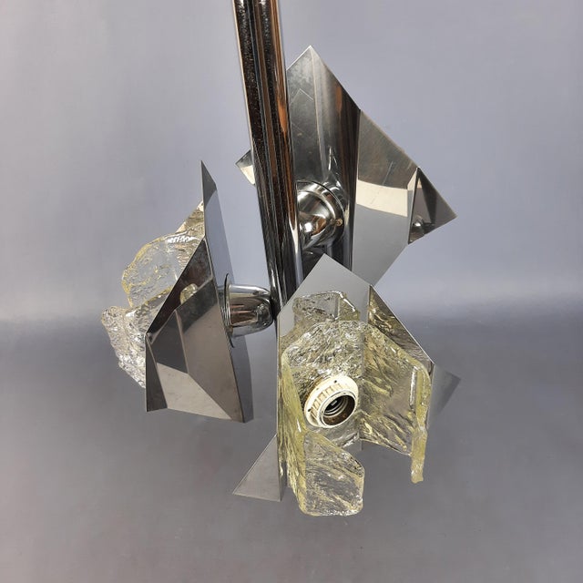 Hanging Light in Stainless Steel and Murano Glass from Mazzega, 1970s For Sale - Image 10 of 18