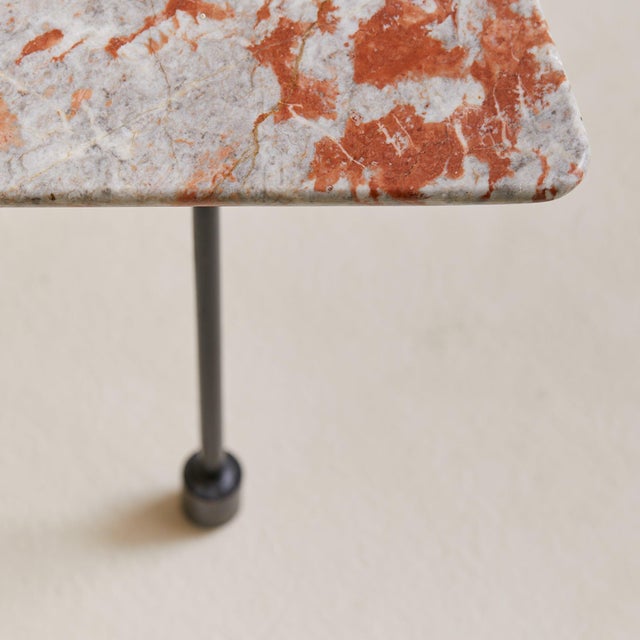 Red Pair of Italian Red Marble + Iron Asymmetrical Coffee Tables, 1950s For Sale - Image 8 of 11