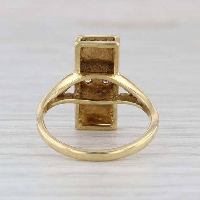 Mid 20th Century Italian Vibrant Blue Enamel Diamond Ring 18k Yellow Gold Size 6.75 For Sale - Image 4 of 7