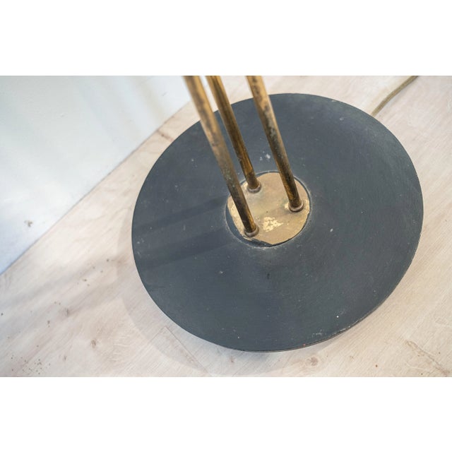 Metal Adjustable 3-Light Floor Lamp in Green, Yellow and Orange Glass and Brass by Bruno Gatta for Stilnovo, 1950s For Sale - Image 7 of 10