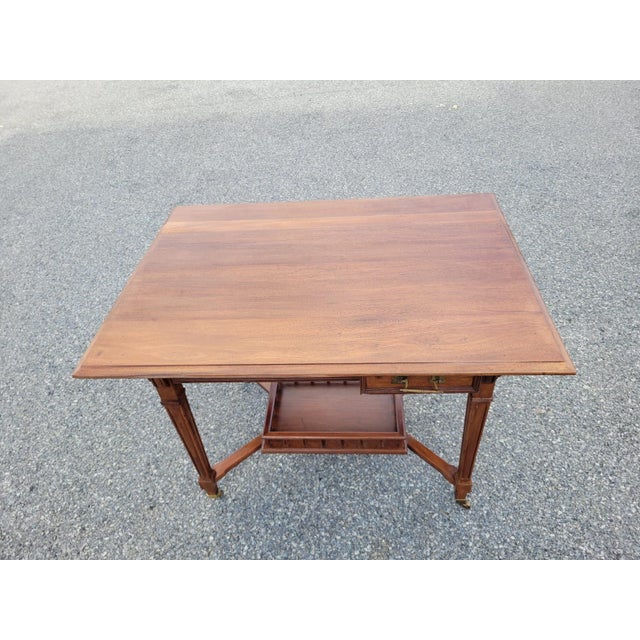 Wood 19th Century French Solid Cherry Partner Desk. For Sale - Image 7 of 17