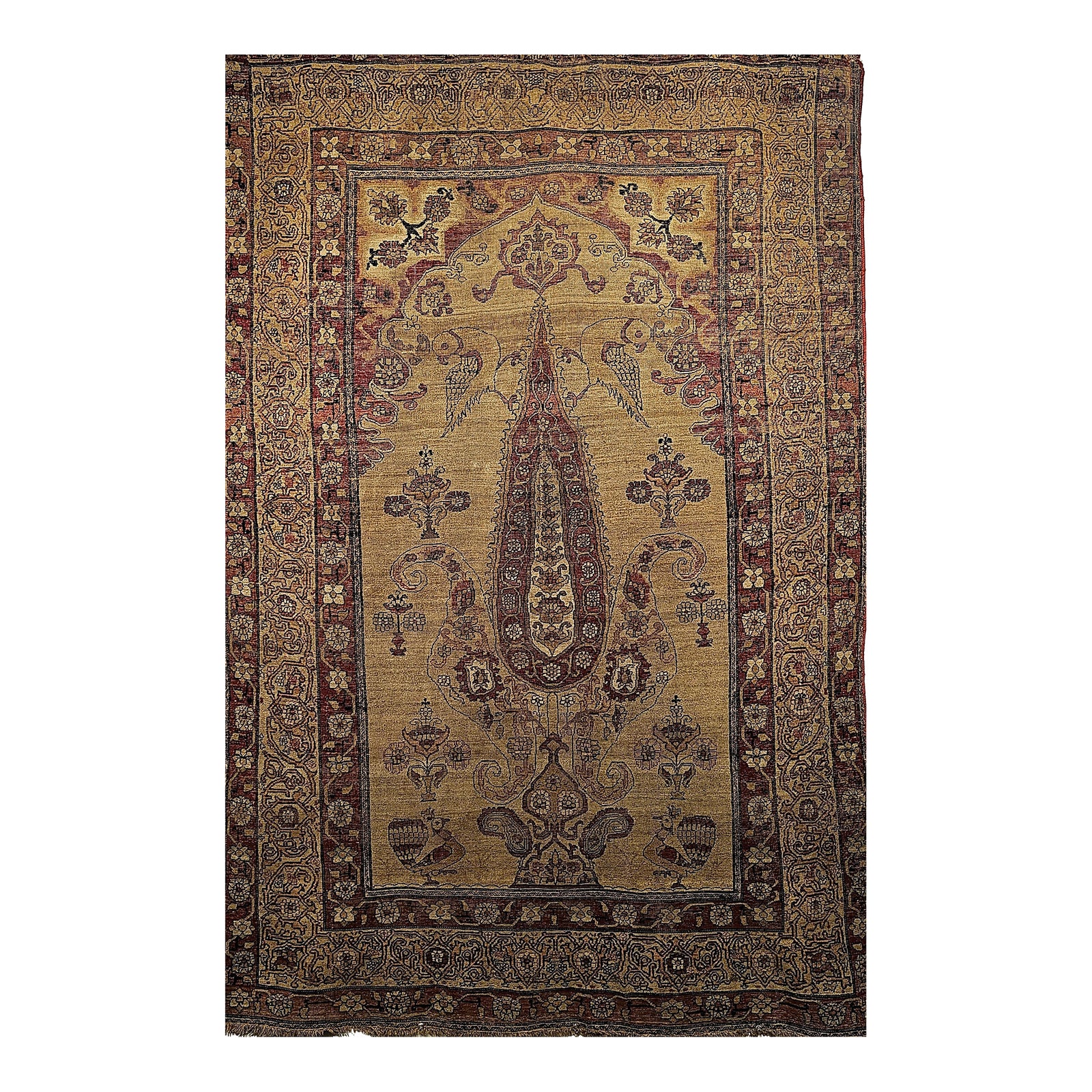 Late 19th Century Kerman Lavar Pictorial Rug | Chairish