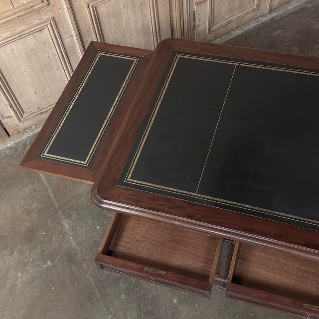 19th Century French Louis Philippe Period Executive Leather Top Mahogany Desk For Sale - Image 17 of 18