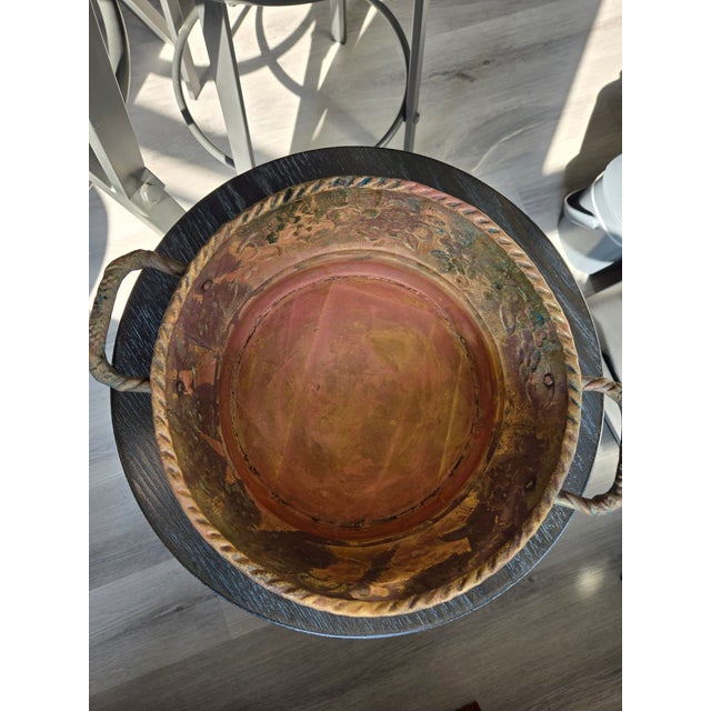 Antique 19thC Repoussé Copper Brass Planter Jardinière - Dovetail Cramp Seam 9-10" For Sale In Kansas City - Image 6 of 8