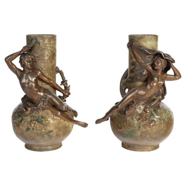 Napoleon III Regule Vases by L. Moreau, 1800s, Set of 2 For Sale - Image 11 of 11