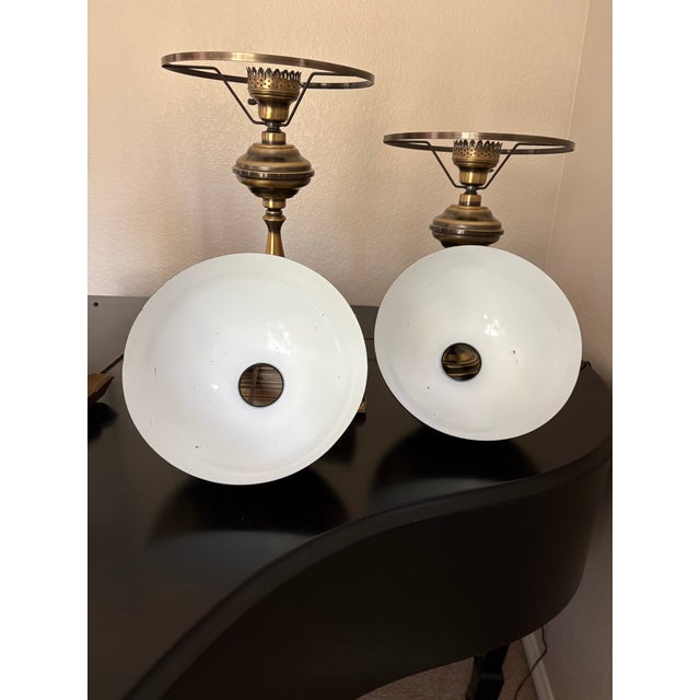 1960s P1960s Brass-Tone Hurricane-Style Dome Table Lamps - a Pair For Sale - Image 5 of 12