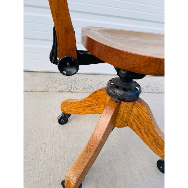 1930s 1930s Art Deco Antique Wooden Typist Chair For Sale - Image 5 of 12