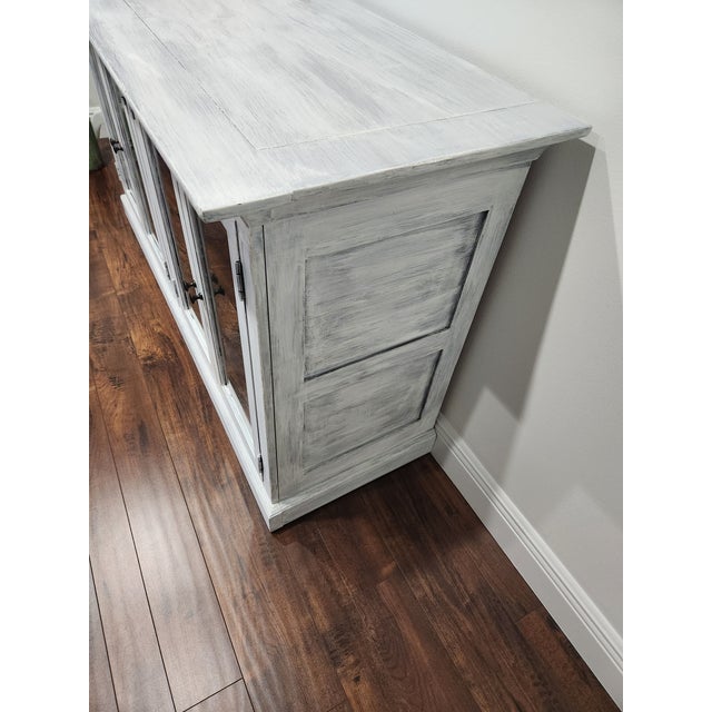 Credenza Sideboard Bookcase Vintage Distressed Painted For Sale - Image 4 of 5