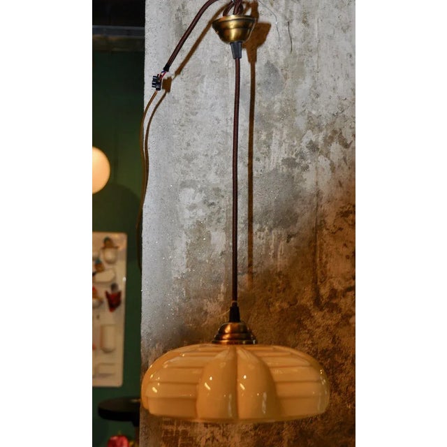 1920s Art Deco Beige Opaline Pendant Lamp, 1920s For Sale - Image 5 of 8