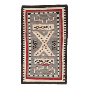 Antique Navajo Carpet, Folk Rug, Handmade Wool Rug, Beige, Gray, Brown