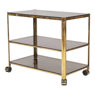 Brass & Glass Bar Cart, Circa 1970