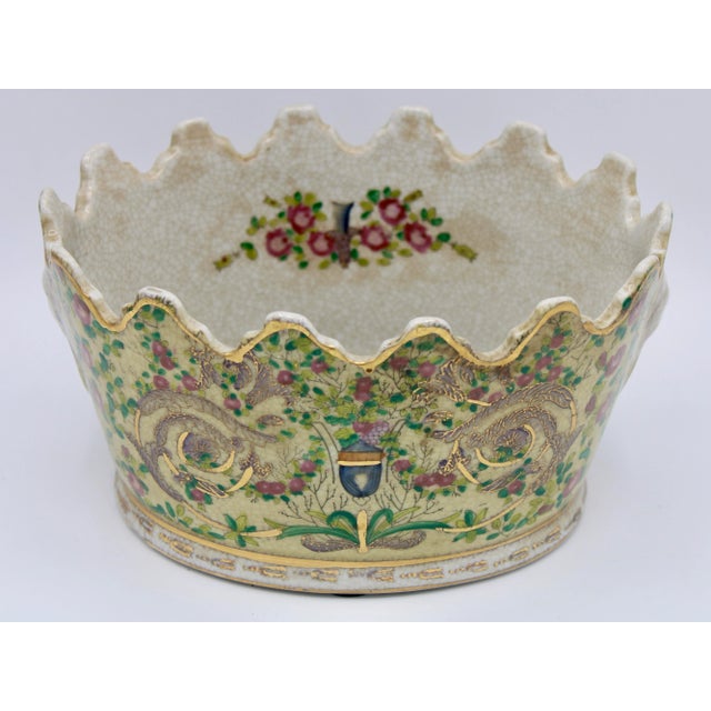 1970s Vintage Chinoiserie Ceramic Cachepot Planter For Sale - Image 5 of 11