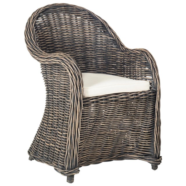 Modern Wicker Club Chair in Black Wash For Sale - Image 3 of 7