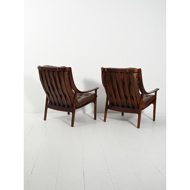 1960s Danish Armchairs in Brown Leather from JM Birking, 1960s, Set of 2 For Sale - Image 5 of 16