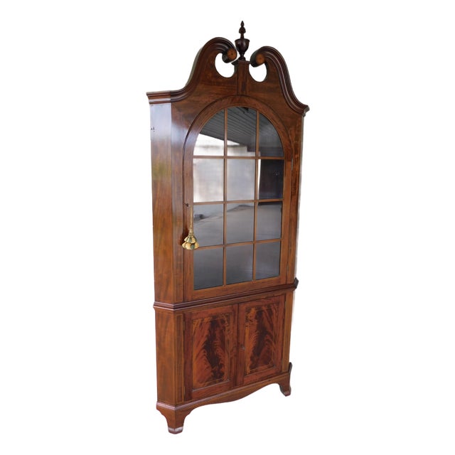 Potthast Federal Style Mahogany Inlay Corner Cabinet For Sale