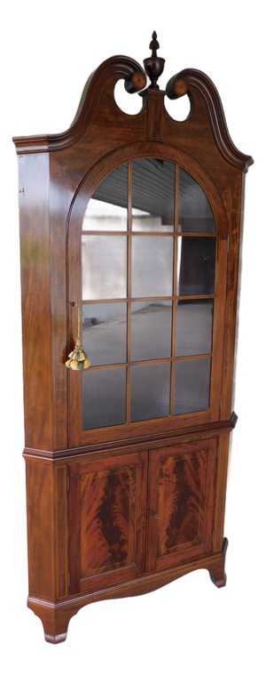 Potthast Federal Style Mahogany Inlay Corner Cabinet