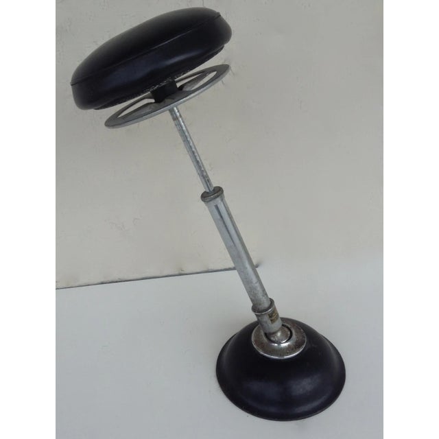 C.1930's-50's Industrial Chrome & Black Pivoting Stool For Sale - Image 9 of 11