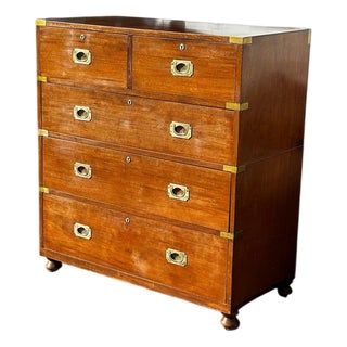 Brass Bound and Mahogany Campaign Chest from Ross & Co For Sale