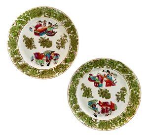 19th Century Chinese Export Famille Verte Porcelain Plates - A Pair